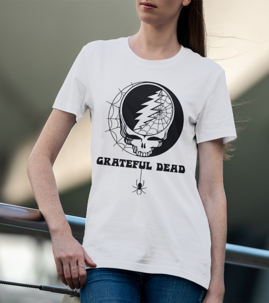 Grateful Dead Steal Your Face Spiderweb Skull Halloween T-Shirt