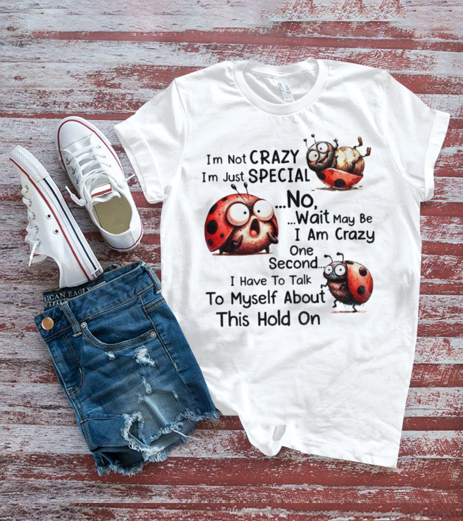 I'm Not Crazy I'm Just Special No Wait May Be I Am Crazy One Second I Have To Talk To Myself About This Hold On Ladybug T-Shirt