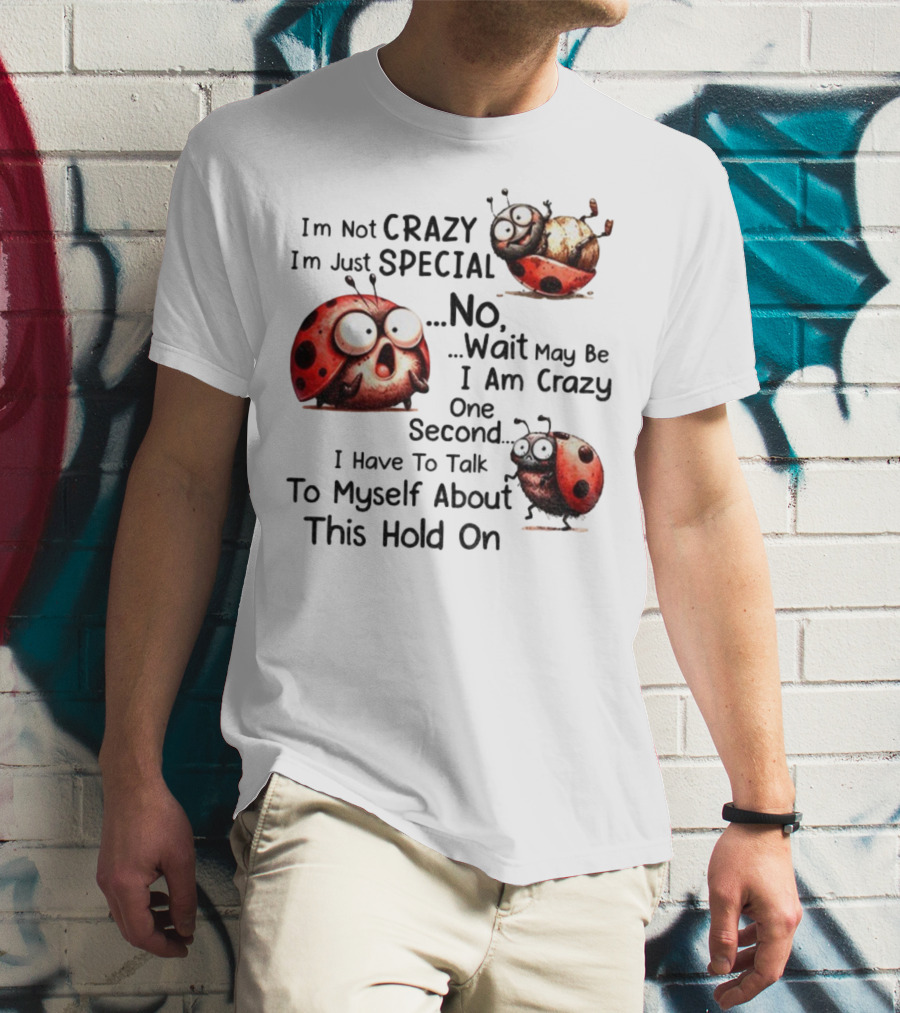 I'm Not Crazy I'm Just Special No Wait May Be I Am Crazy One Second I Have To Talk To Myself About This Hold On Ladybug T-Shirt