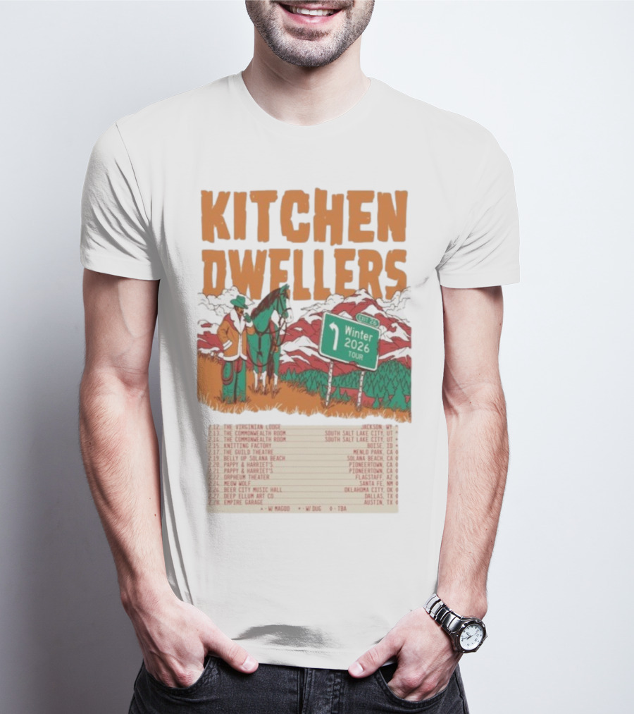Kitchen Dwellers Winter Tour 2026 Exit 26 Music Venues And Dates T-Shirt