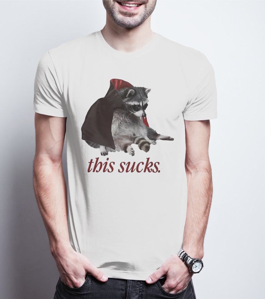 Raccoon Vampire Cape This Sucks Halloween T-Shirt