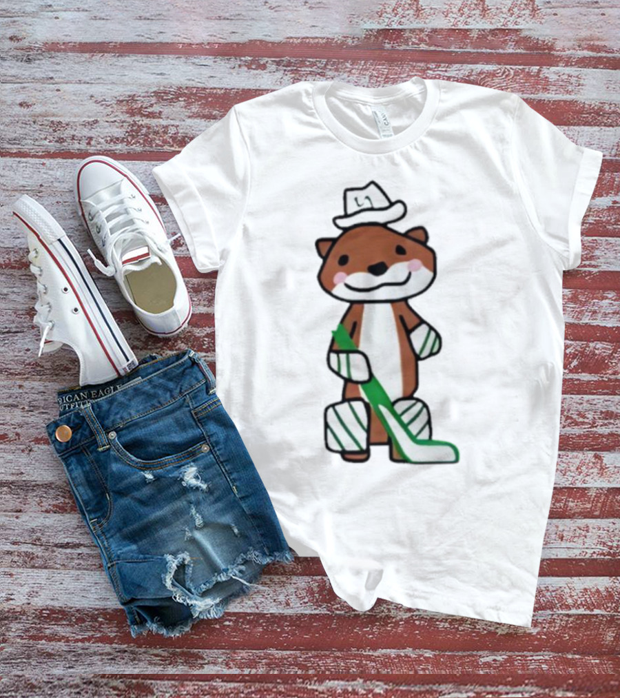 Thomas Harley Otter Hockey Player With Hat And Stick T-Shirt