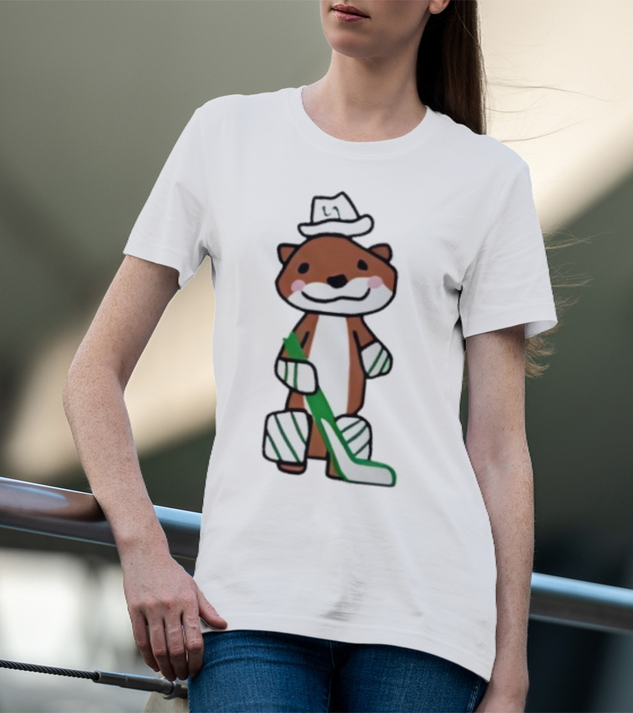 Thomas Harley Otter Hockey Player With Hat And Stick T-Shirt