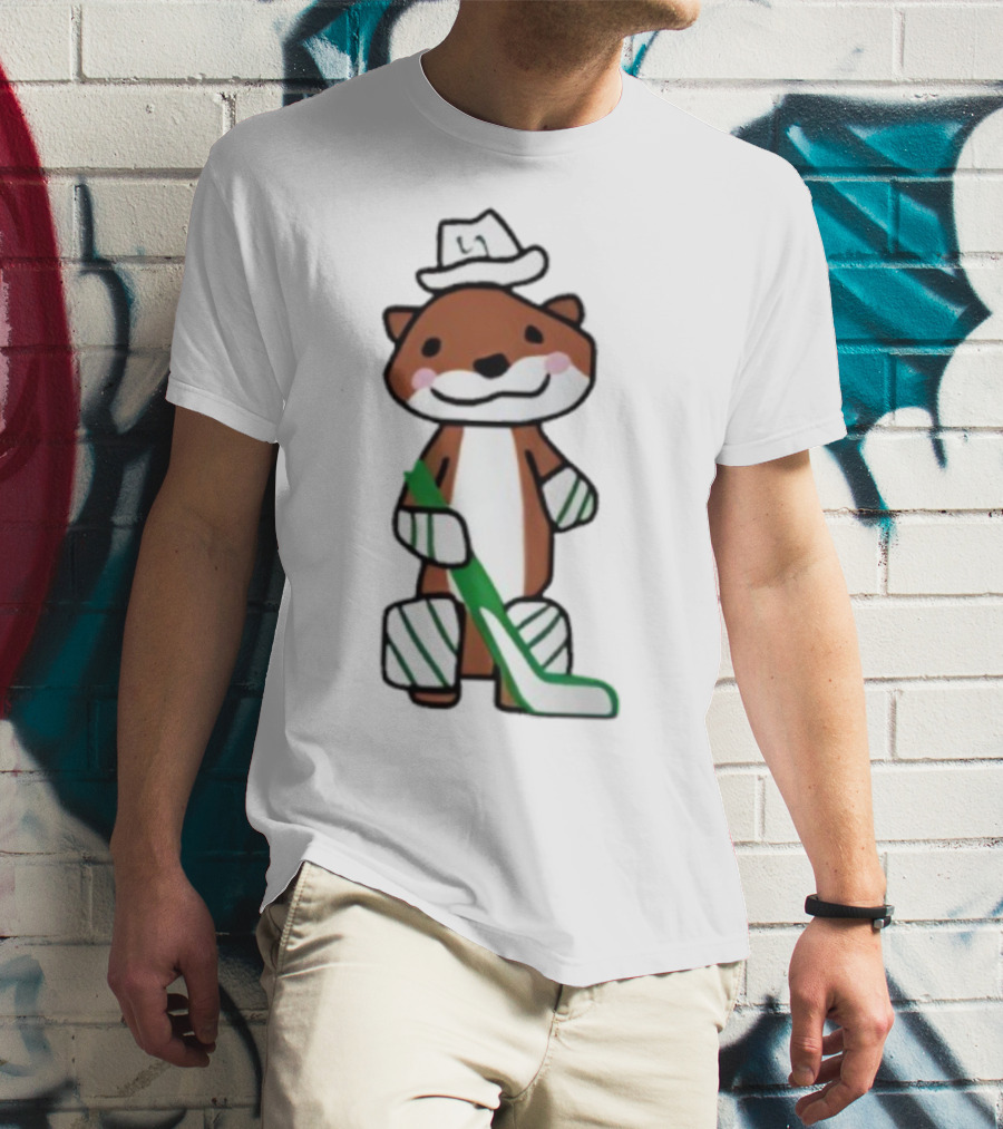 Thomas Harley Otter Hockey Player With Hat And Stick T-Shirt