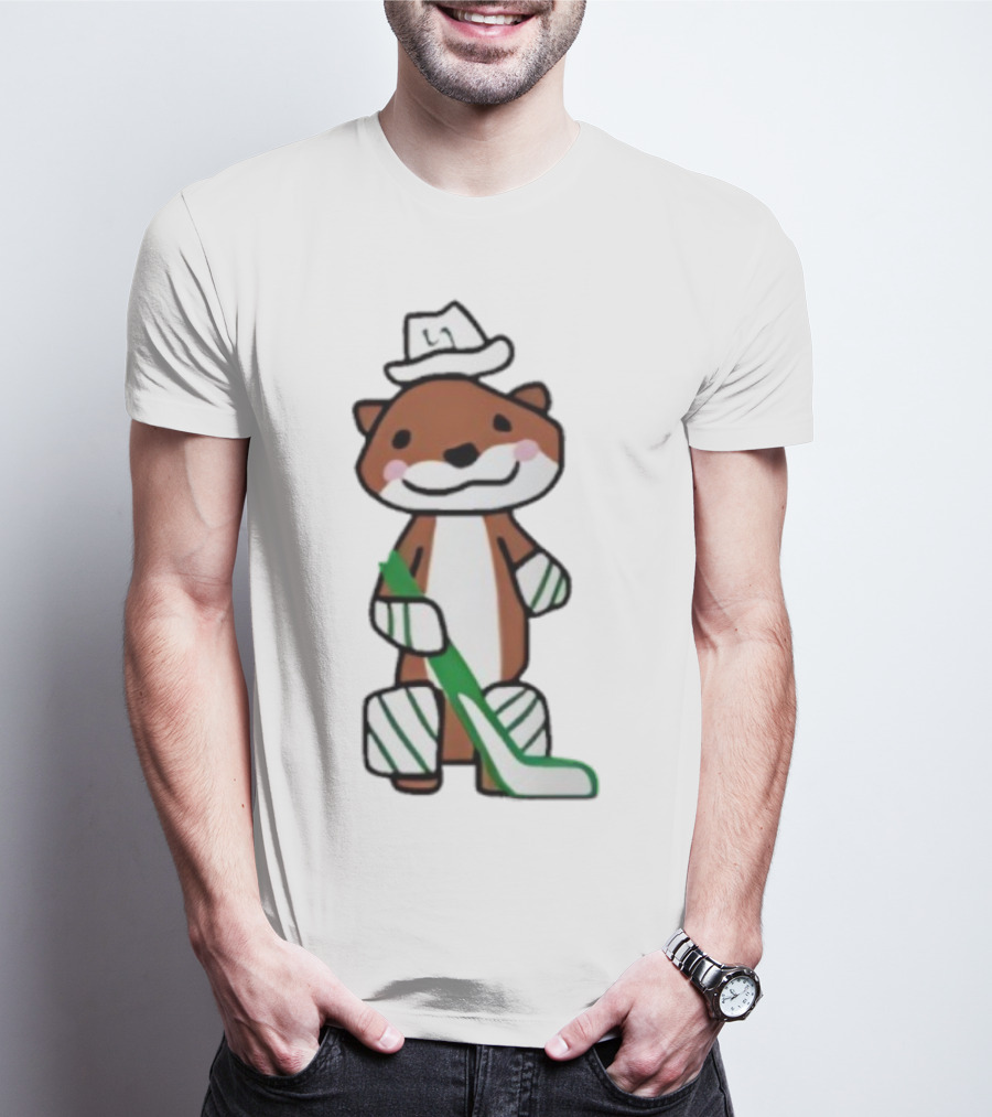 Thomas Harley Otter Hockey Player With Hat And Stick T-Shirt