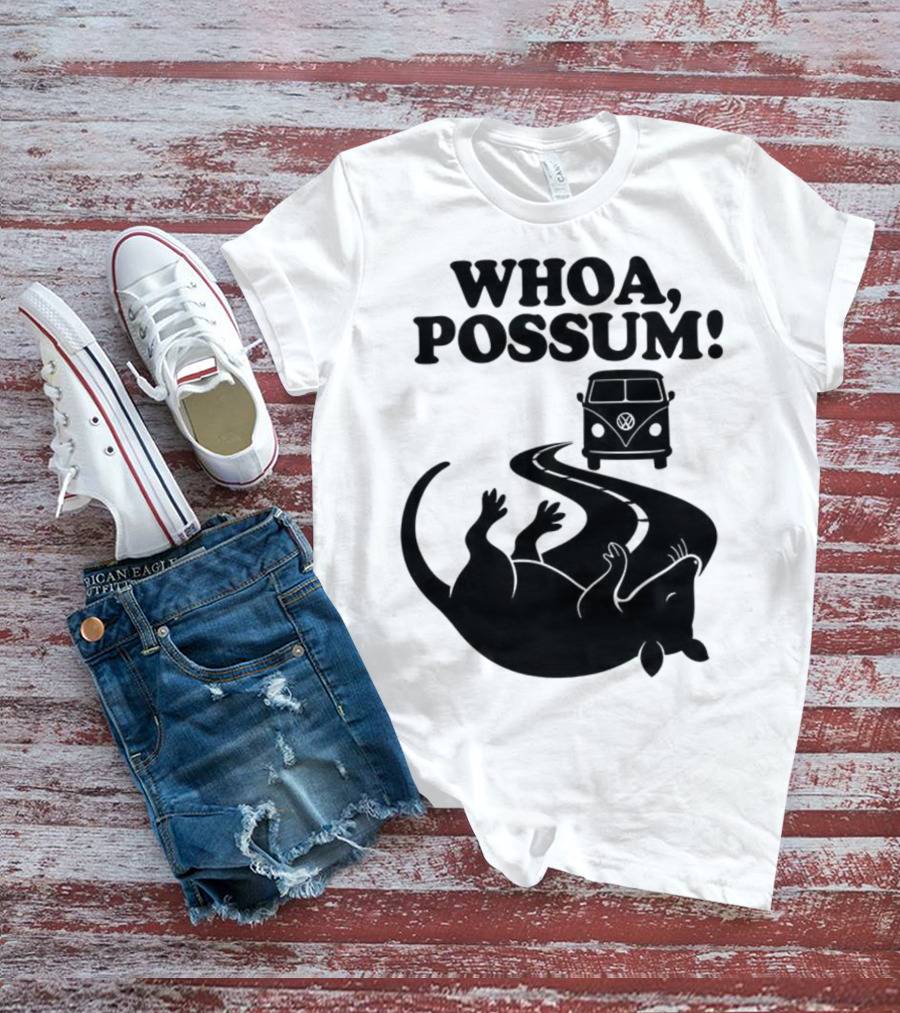 Whoa Possum Vintage Van Opossum Road Trip T-Shirt
