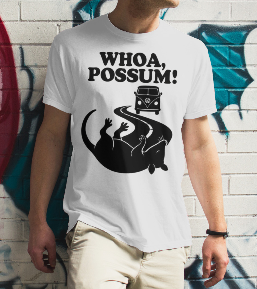 Whoa Possum Vintage Van Opossum Road Trip T-Shirt
