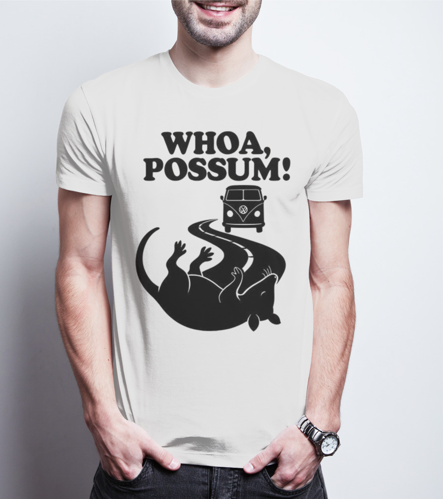 Whoa Possum Vintage Van Opossum Road Trip T-Shirt
