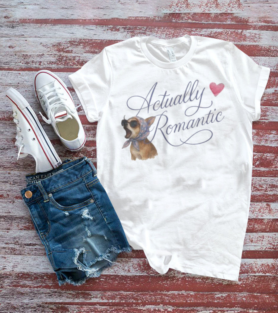 Actually Romantic Dog Sunglasses Heart Scarf T-Shirt