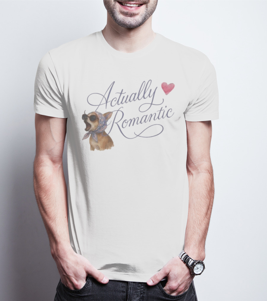 Actually Romantic Dog Sunglasses Heart Scarf T-Shirt