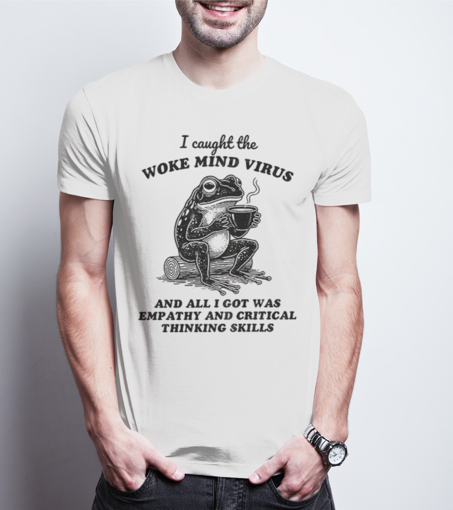 Awakened Thinking Virus Frog Woke Mind Virus Empathy Crystal Seven Chakras T-Shirt