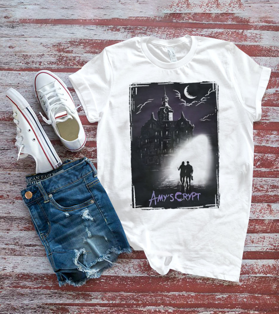 Amy's Crypt Haunted Mansion Moonlit Silhouette Halloween 2025 T-Shirt
