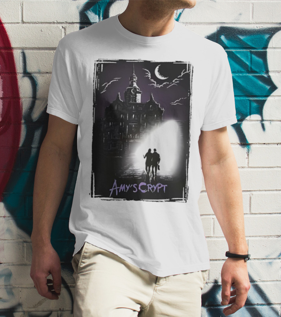 Amy's Crypt Haunted Mansion Moonlit Silhouette Halloween 2025 T-Shirt