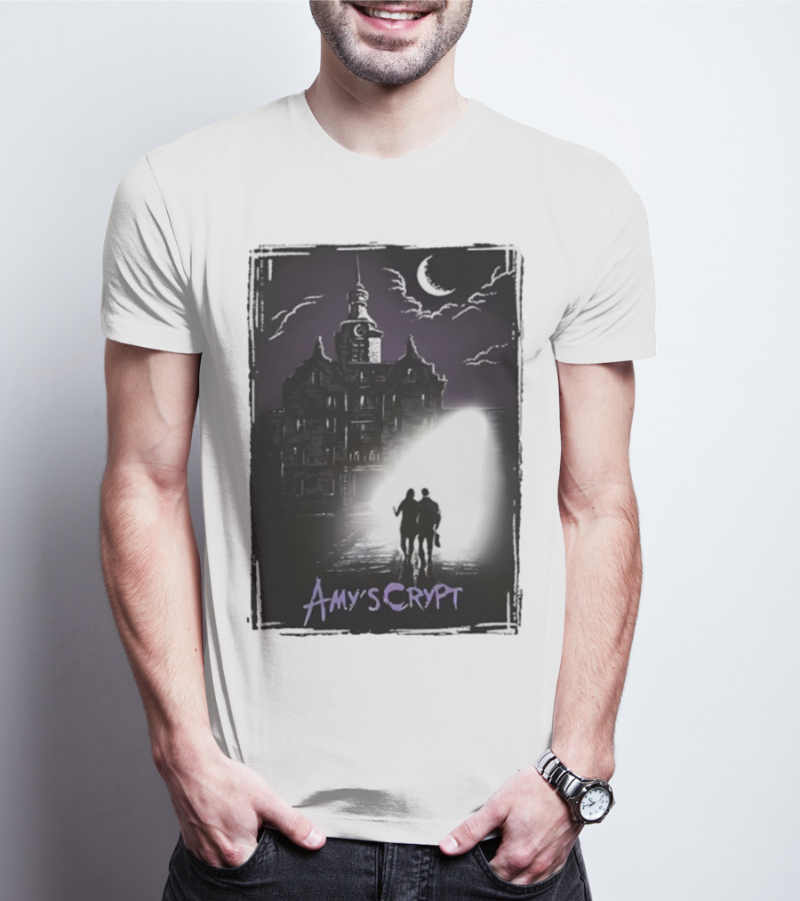 Amy's Crypt Haunted Mansion Moonlit Silhouette Halloween 2025 T-Shirt