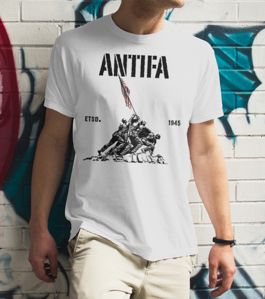 Antifa Estd 1945 Pro Democracy Liberal Protest Red Flag Symbolism T-Shirt