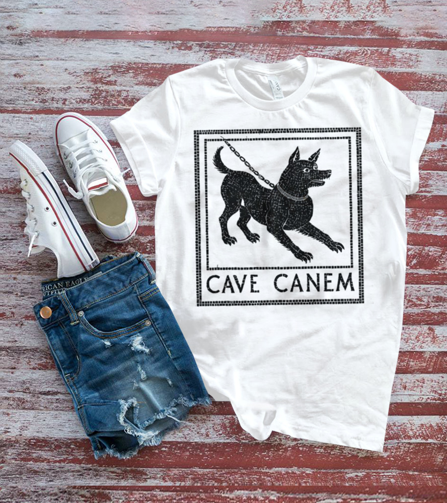 Cave Canem Ancient Pompeii Beware Of Dog Mosaic T-Shirt