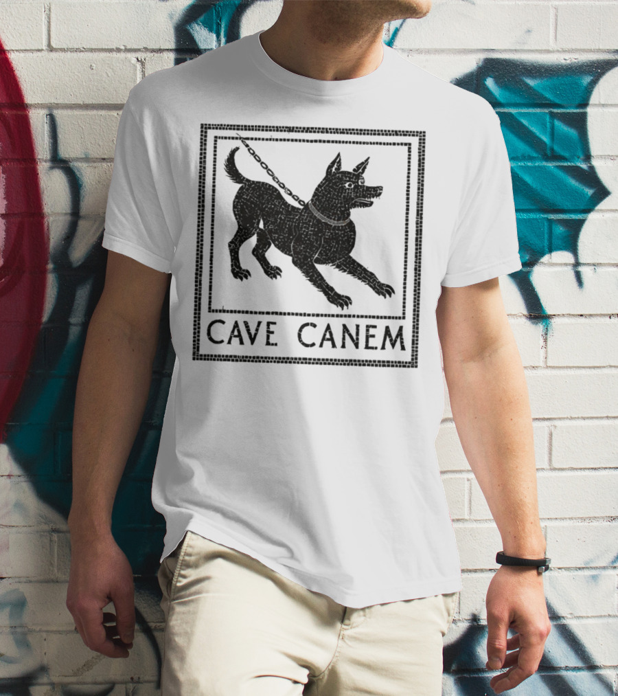Cave Canem Ancient Pompeii Beware Of Dog Mosaic T-Shirt