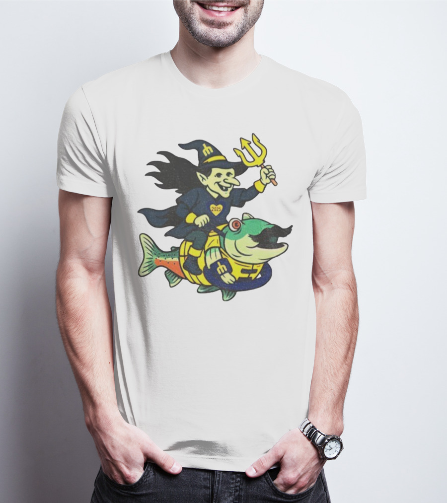 Etsy Witch Riding Mustache Trident Humpy Salmon Seattle Mariners 2025 T-Shirt