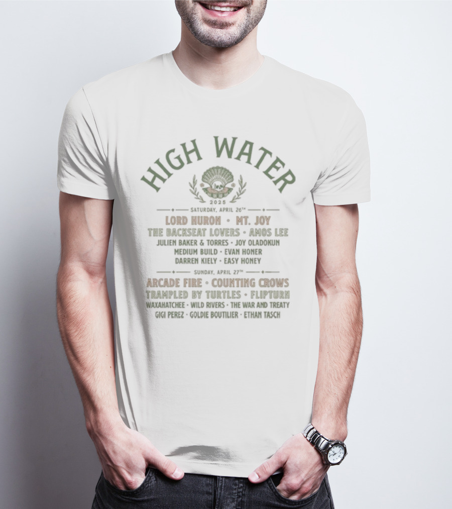 High Water Festival 2025 Clamskull Lineup Riverfront Park Headliners Band Of Horses Mt. Joy The Felice Brothers Shakey Graves Susto T-Shirt