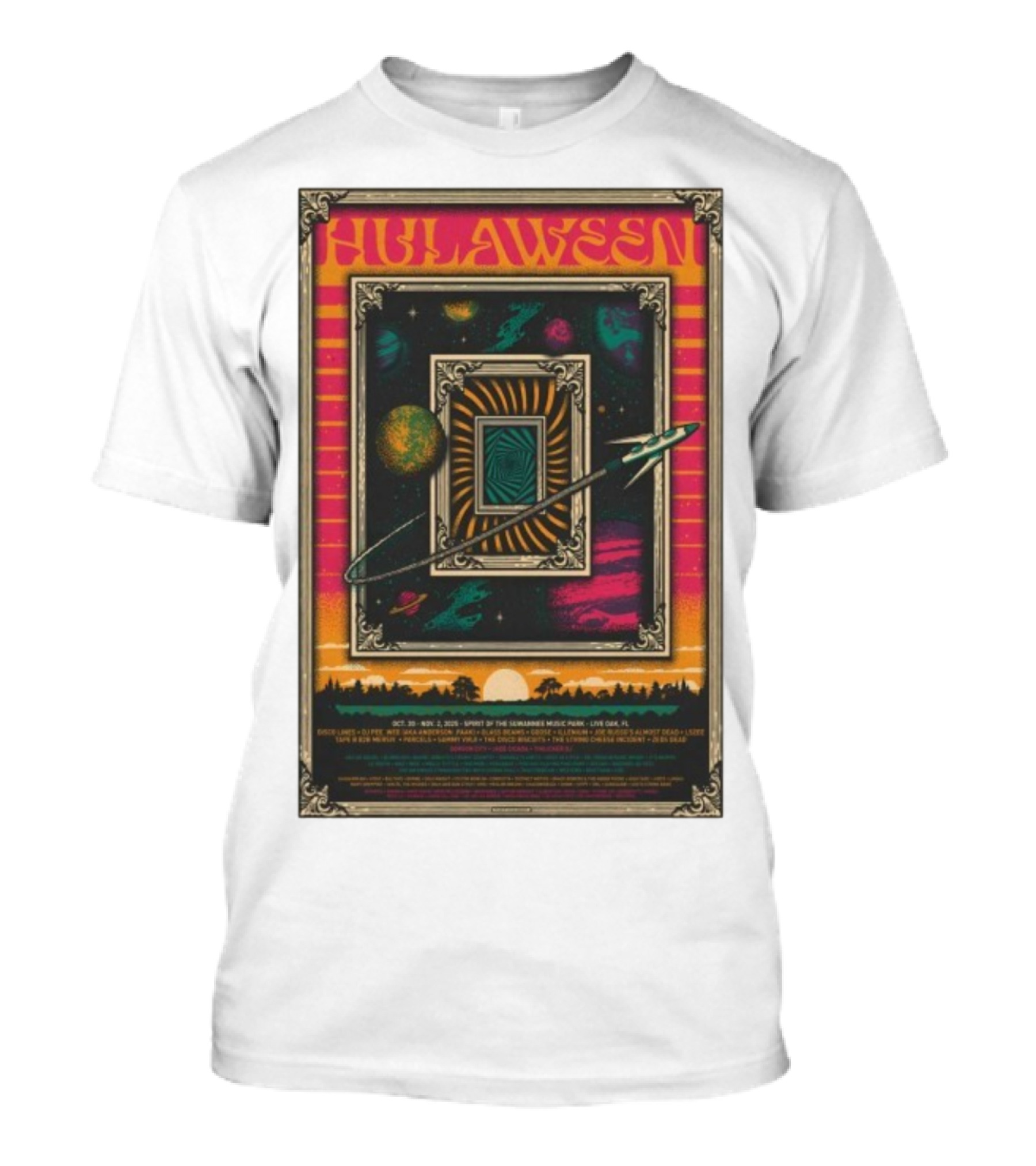 Hulaween 2025 Spirit Of The Suwannee Music Park Live Oak FL Astronaut Outer Space Journey T-Shirt