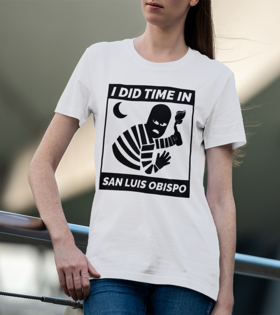 I Did Time In San Luis Obispo Retro Prison Bars Crescent Moon T-Shirt