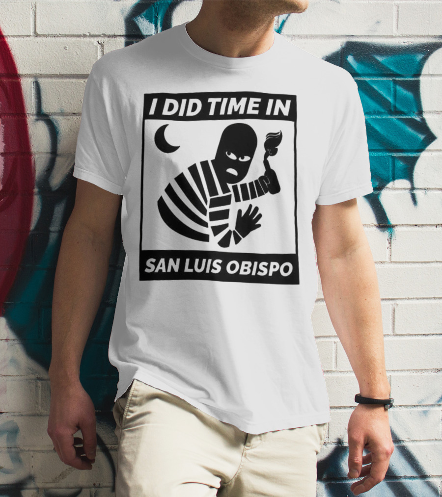 I Did Time In San Luis Obispo Retro Prison Bars Crescent Moon T-Shirt