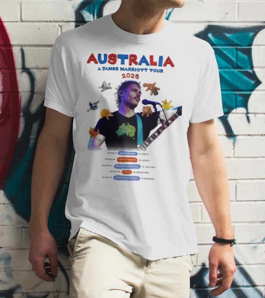James Marriott Australia Tour 2026 Colorful Dates And Animals T-Shirt