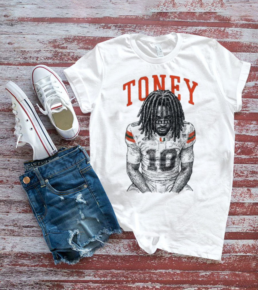 Toney Gabos Miami Hurricanes Number 10 Football Art T-Shirt
