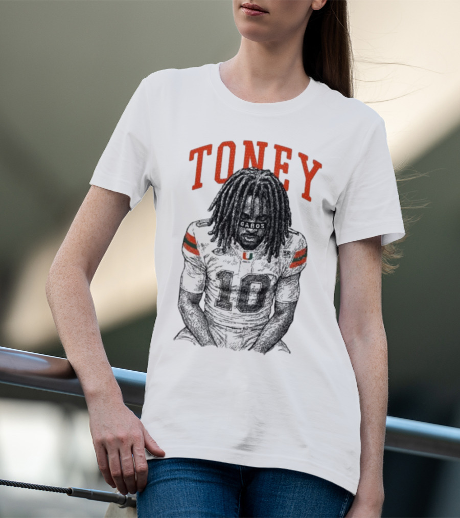 Toney Gabos Miami Hurricanes Number 10 Football Art T-Shirt
