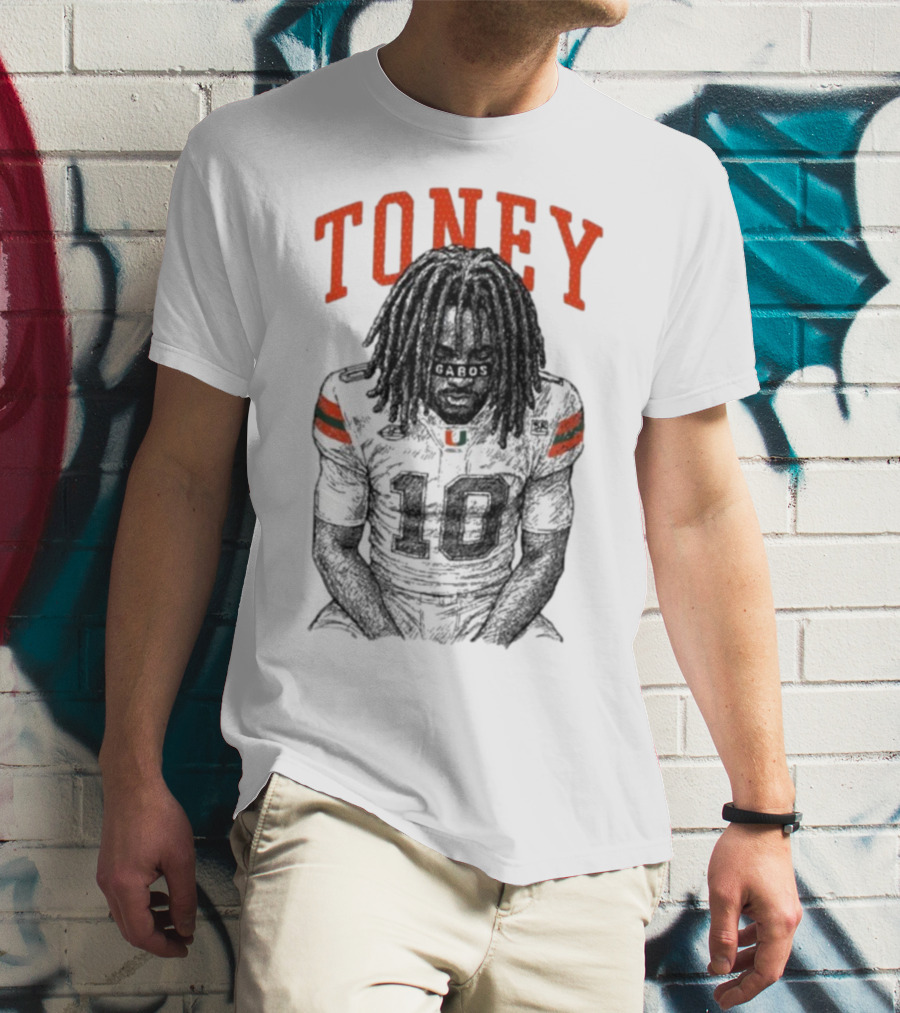 Toney Gabos Miami Hurricanes Number 10 Football Art T-Shirt