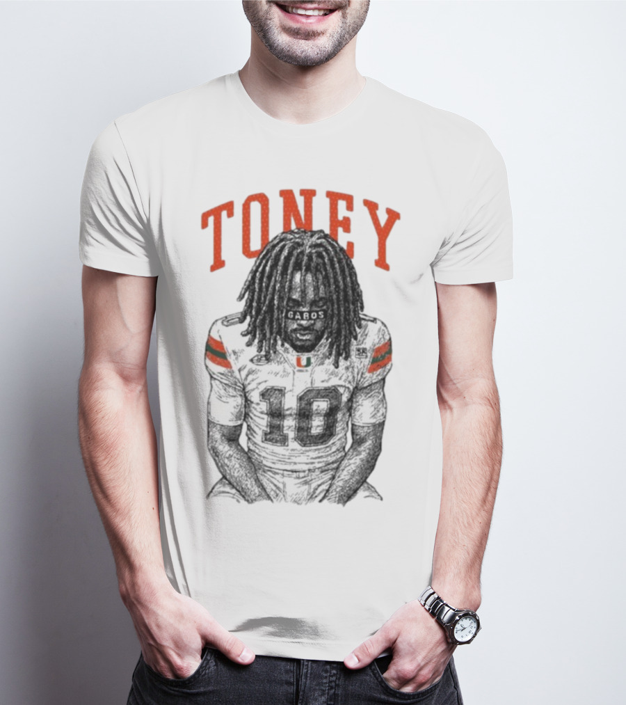 Toney Gabos Miami Hurricanes Number 10 Football Art T-Shirt