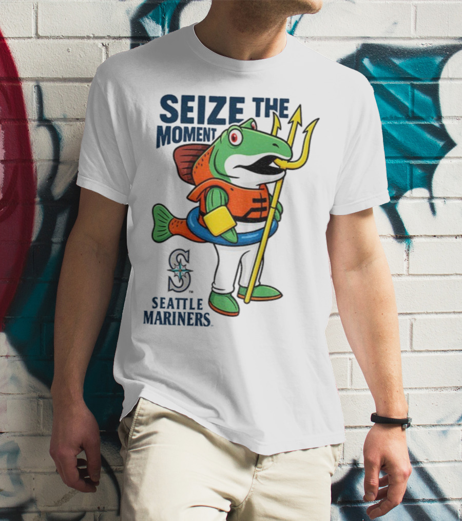 Seattle Mariners Humpy Salmon Trident Seize The Moment MLB T-Shirt