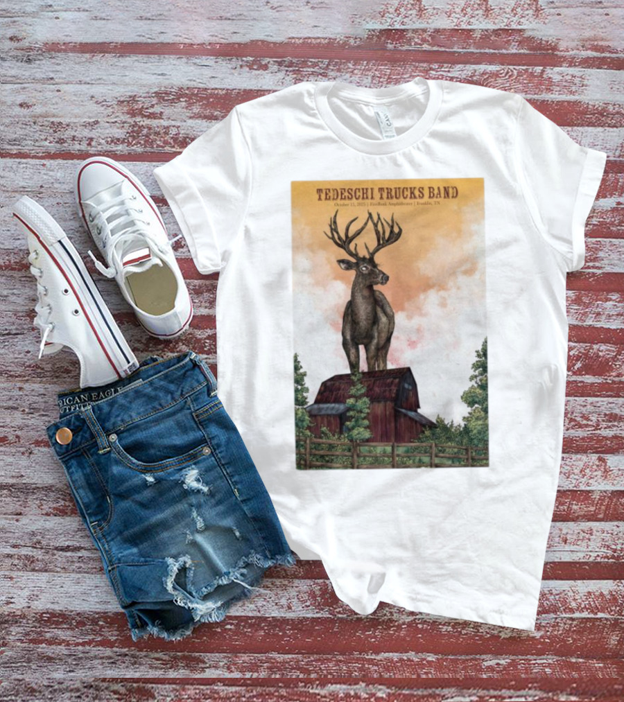 Tedeschi Trucks Band October 15 2025 FirstBank Amphitheater Franklin TN Deer On Barn T-Shirt
