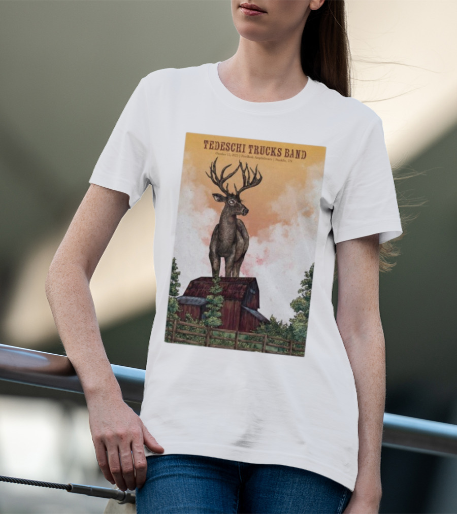 Tedeschi Trucks Band October 15 2025 FirstBank Amphitheater Franklin TN Deer On Barn T-Shirt