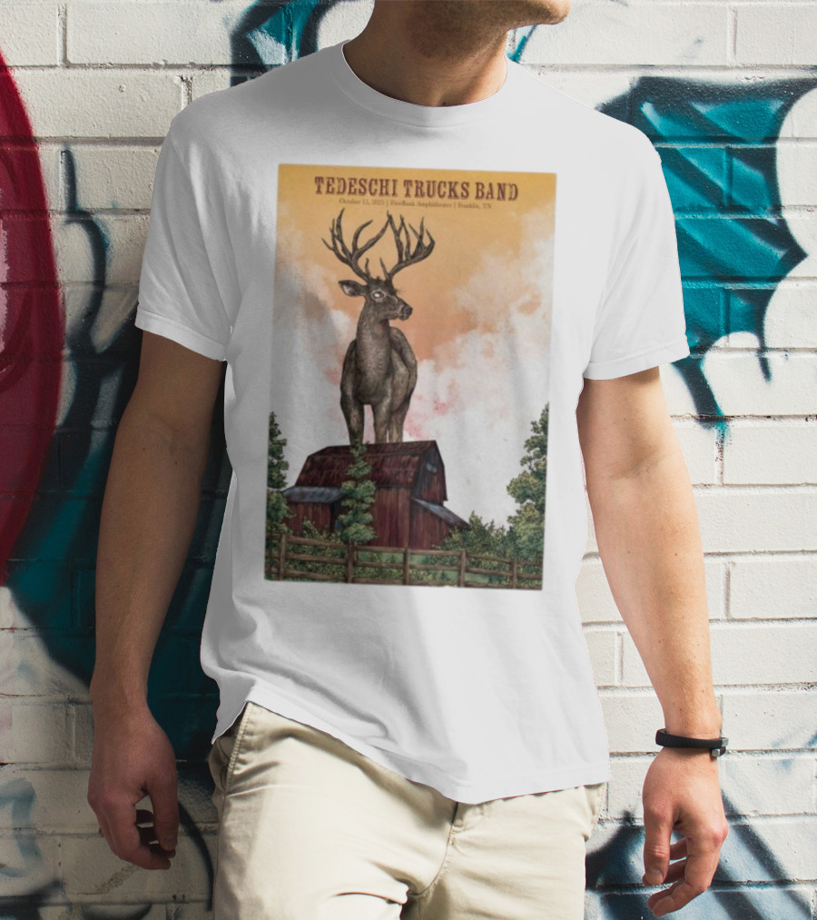 Tedeschi Trucks Band October 15 2025 FirstBank Amphitheater Franklin TN Deer On Barn T-Shirt