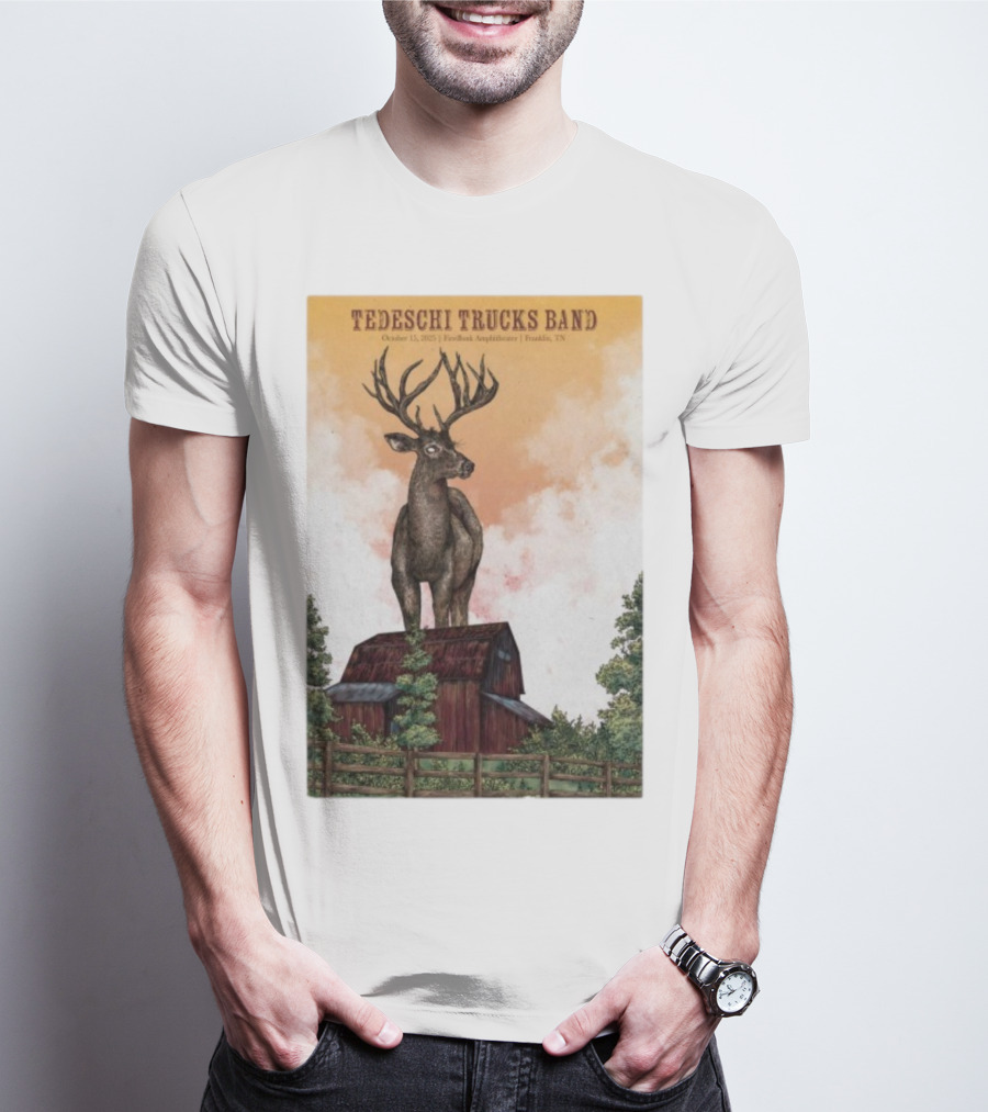 Tedeschi Trucks Band October 15 2025 FirstBank Amphitheater Franklin TN Deer On Barn T-Shirt