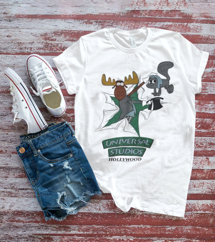 Universal Studios Hollywood Vintage 90s Moose And Squirrel Characters T-Shirt