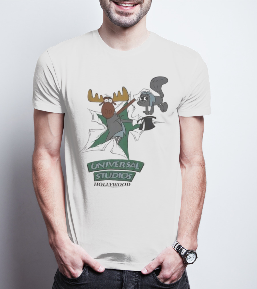 Universal Studios Hollywood Vintage 90s Moose And Squirrel Characters T-Shirt