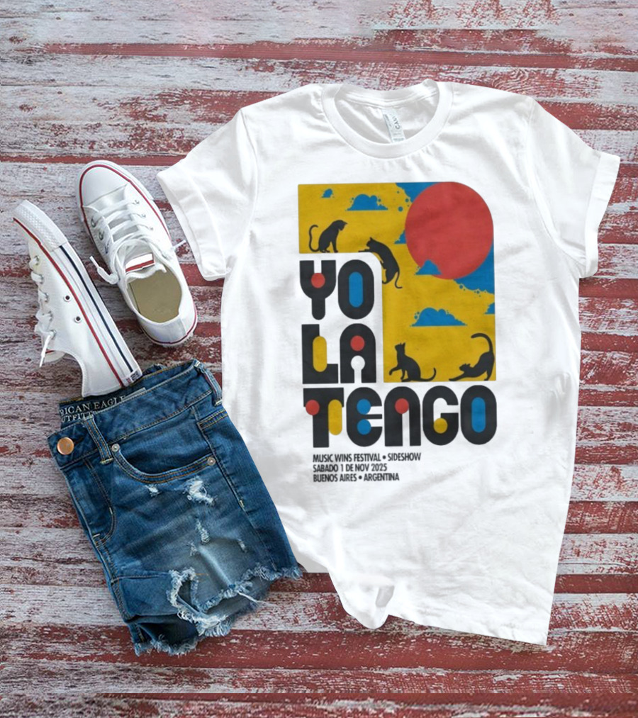Yo La Tengo Cats And Sun Graphic 11.1.2025 Music Wins Festival Buenos Aires Argentina T-Shirt