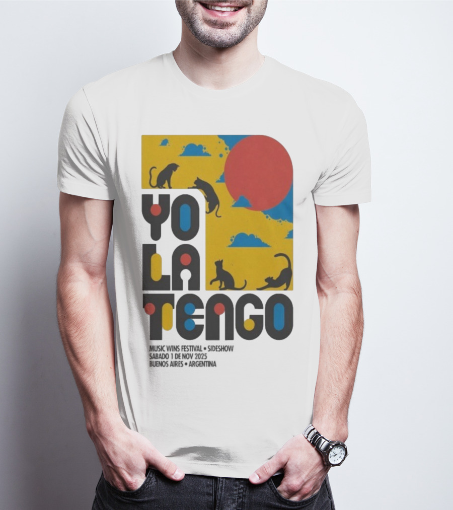 Yo La Tengo Cats And Sun Graphic 11.1.2025 Music Wins Festival Buenos Aires Argentina T-Shirt