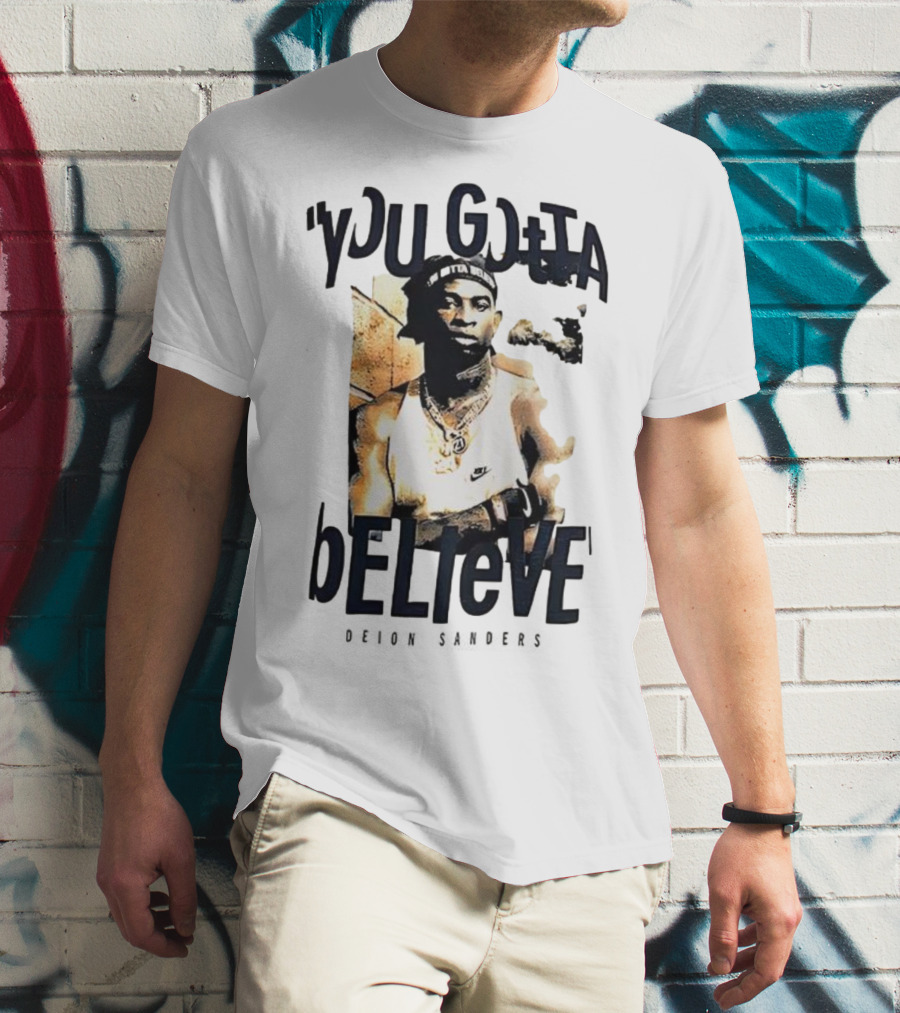 Deion Sanders You Gotta Believe Headband Athlete Image T-Shirt