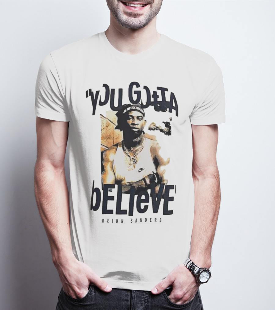 Deion Sanders You Gotta Believe Headband Athlete Image T-Shirt