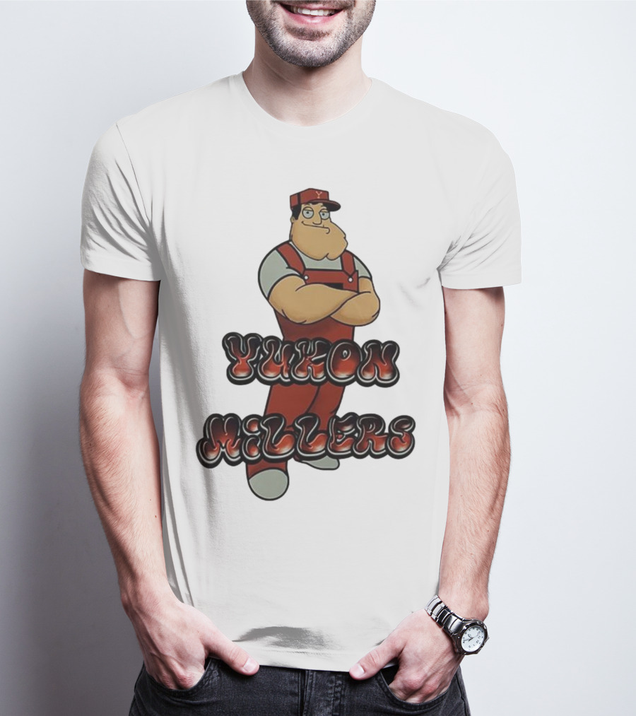 Yukon Millers Overalls Red Cartoon Character T-Shirt