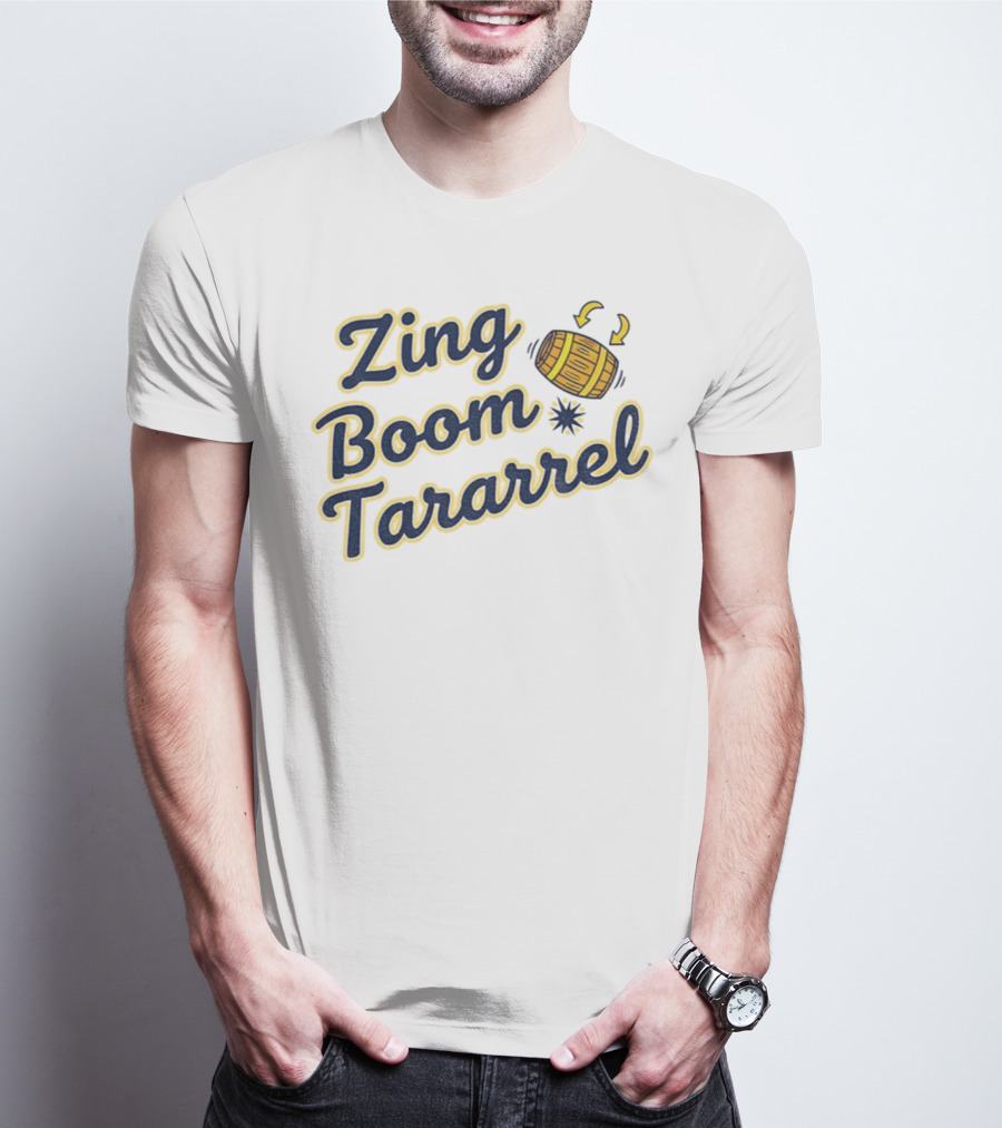 Zing Boom Tararrel Roll Out The Barrel Milwaukee Brewers MLB Barrel Graphic T-Shirt