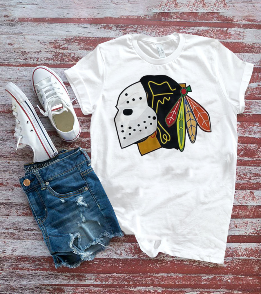 Chicago Blackhawks Hockey Mask Team Colors T-Shirt
