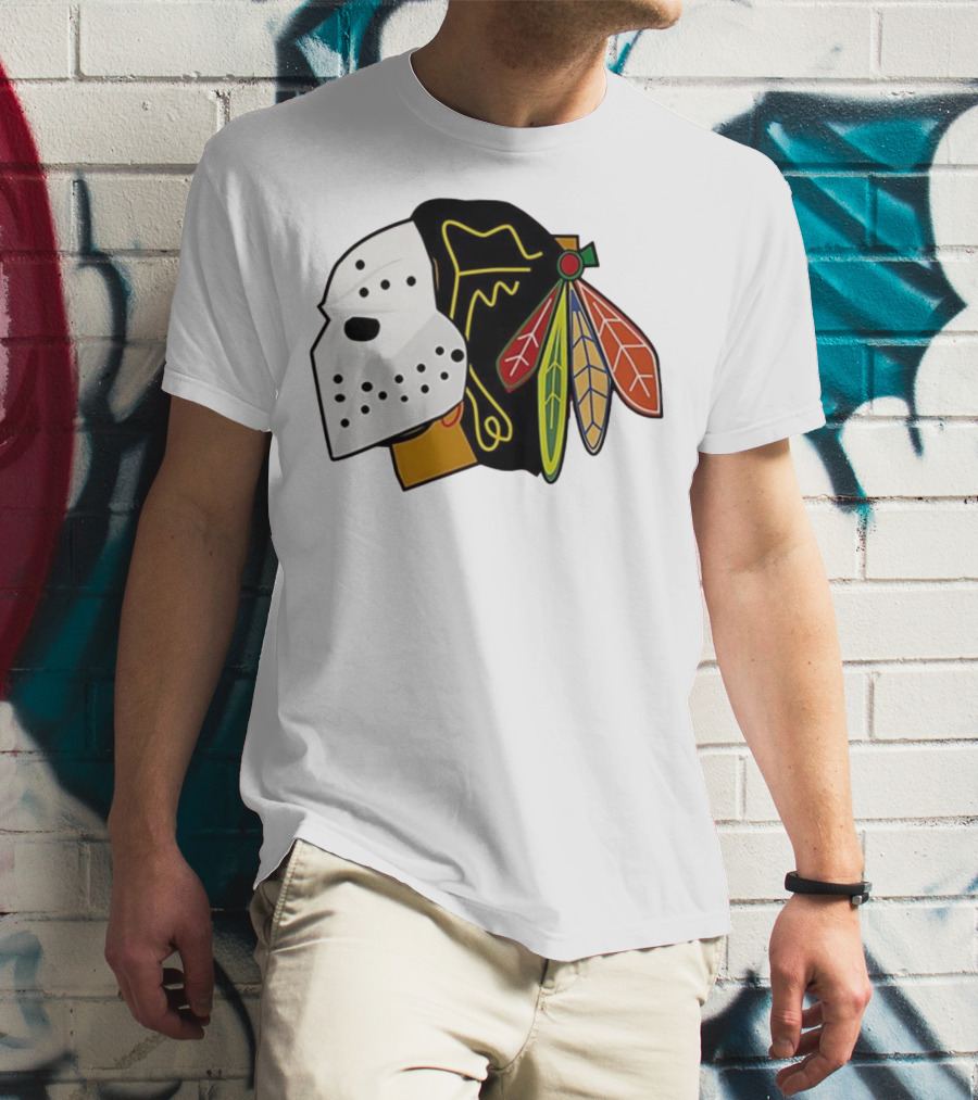 Chicago Blackhawks Hockey Mask Team Colors T-Shirt
