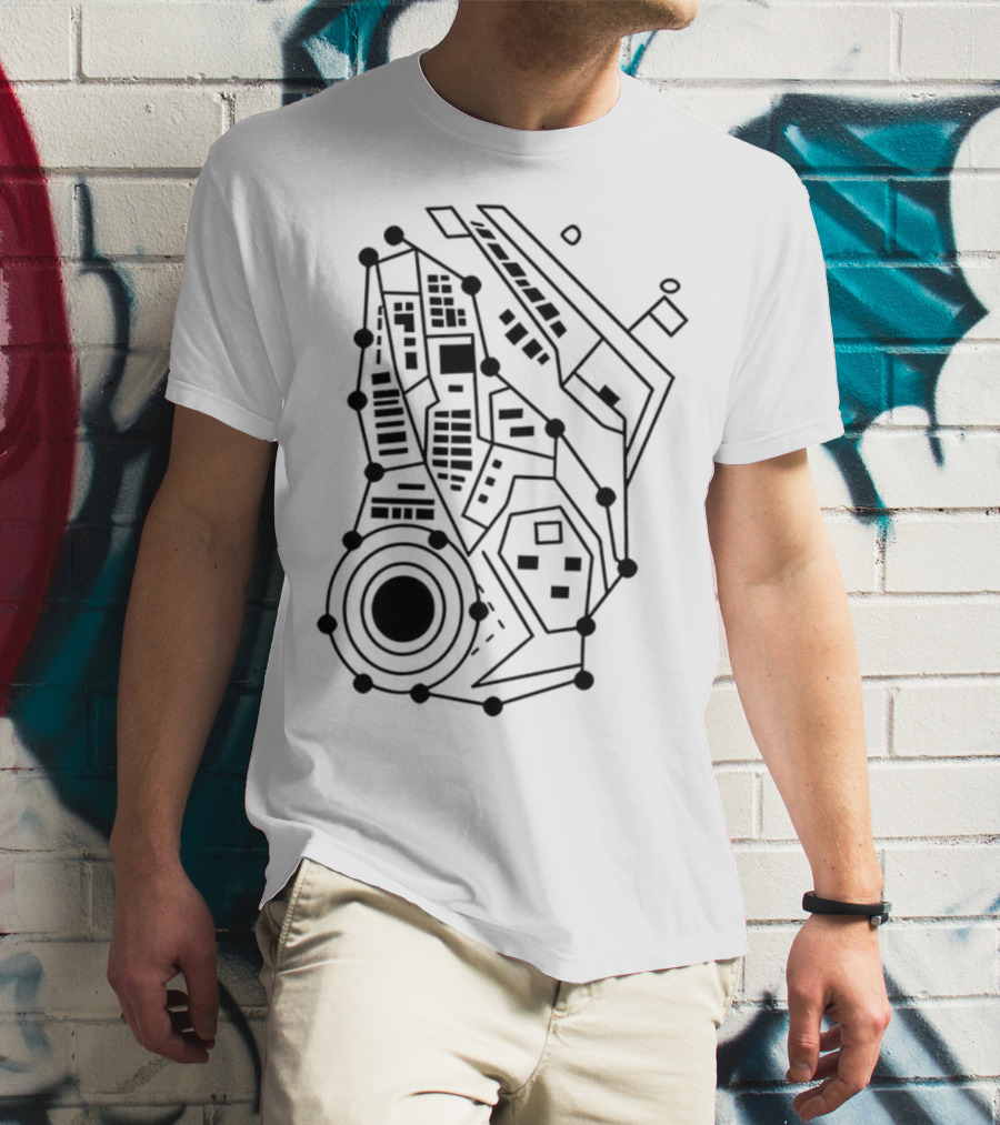 Circuit Board Pattern Tech-Inspired Circuitry T-Shirt