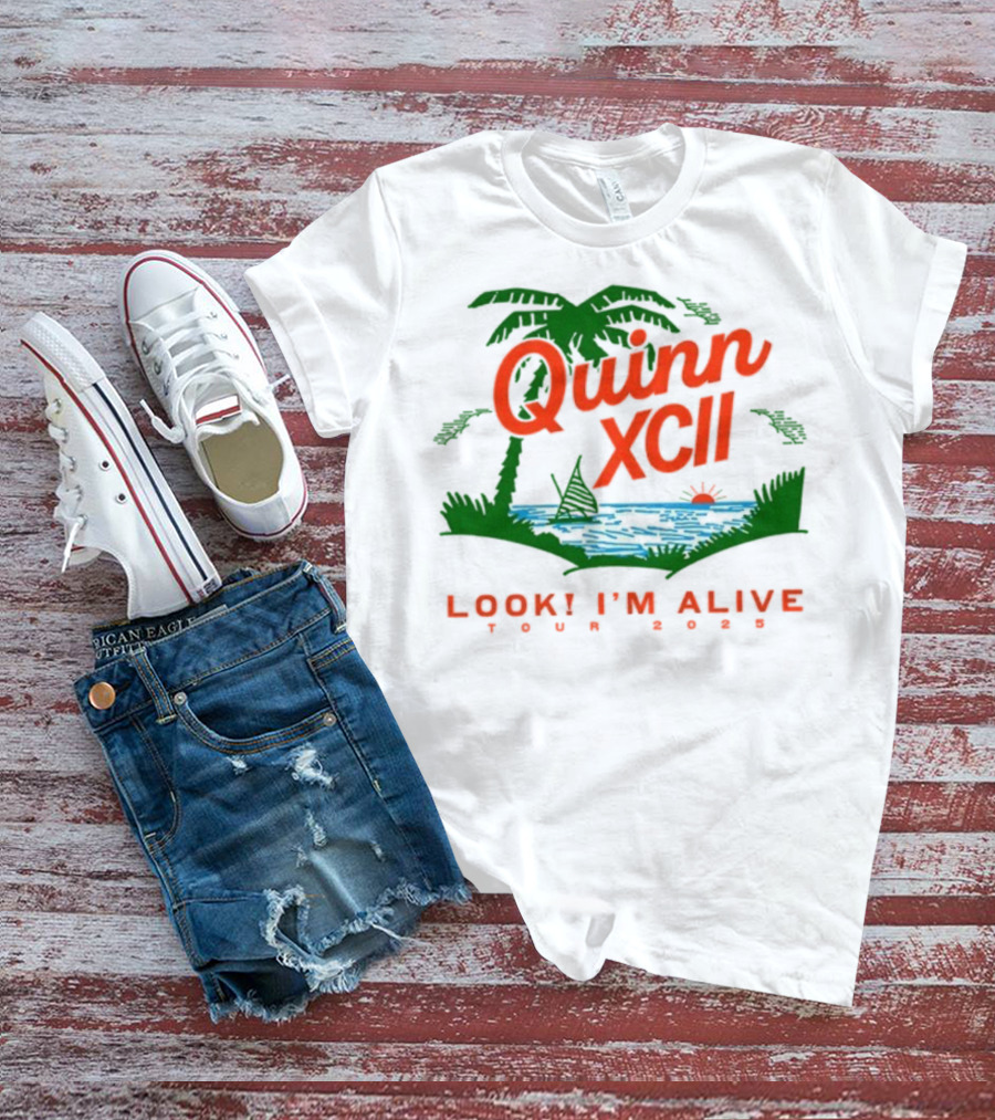 Quinn XCII Look! I’m Alive Tour 2025 Palm Trees Sunset Lake Scene T-Shirt