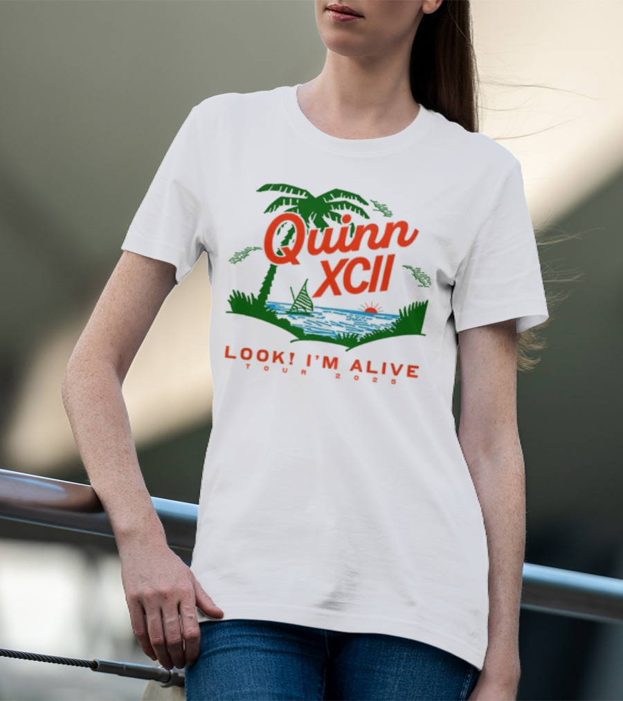 Quinn XCII Look! I’m Alive Tour 2025 Palm Trees Sunset Lake Scene T-Shirt