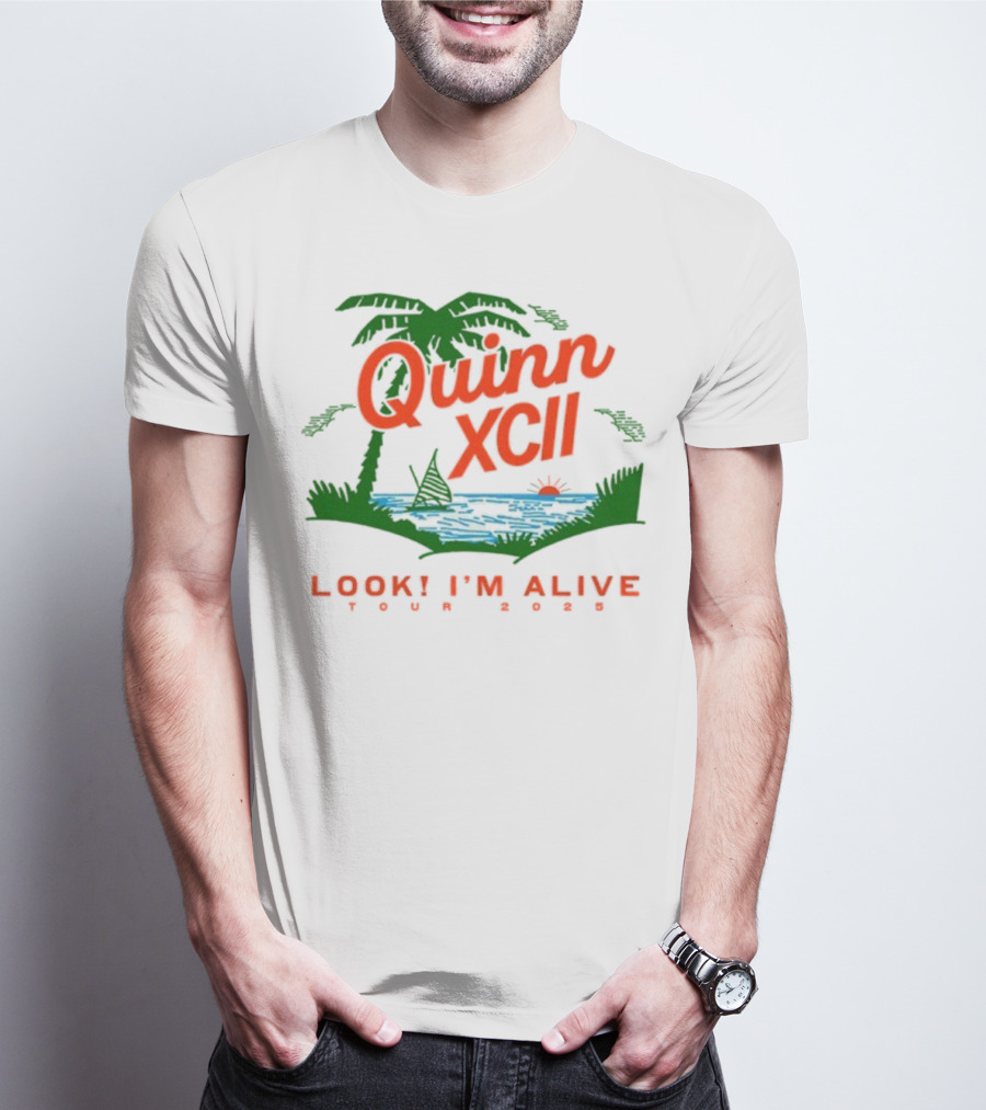 Quinn XCII Look! I’m Alive Tour 2025 Palm Trees Sunset Lake Scene T-Shirt